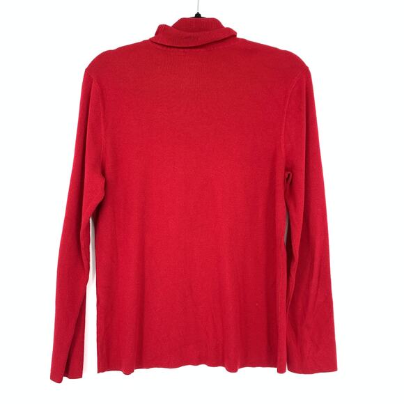 Chicos Turtleneck Fitted Sweater Womens Size 2 US Large Red Long Sleeve - Picture 2 of 6